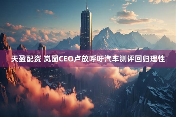 天盈配资 岚图CEO卢放呼吁汽车测评回归理性